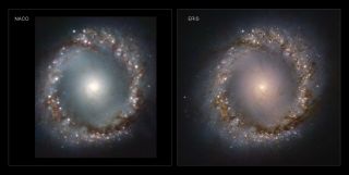 Comparison of NGC 1097 as seen by the previous NACO system and the new NIX adaptive optics system.