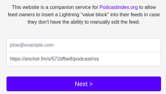 How to add Lightning to Podcastindex.org