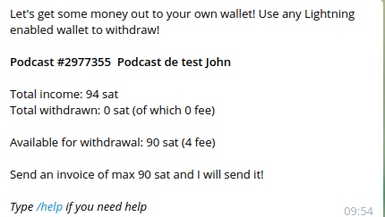 Amount and commissions on Satoshi Stream