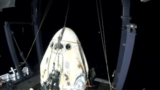 SpaceX's Crew Dragon "Sustainability" This image shows the rescue vessel GO Navigator after splashdown in the Gulf of Mexico on May 2, 2021.