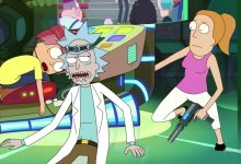 (L to R) Morty is slumped over on a console, and Rick is talking to Summer in Rick and Morty season 6