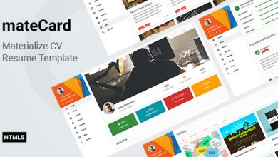 mateCard v1.0 - Materialize CV / resume HTML template for free