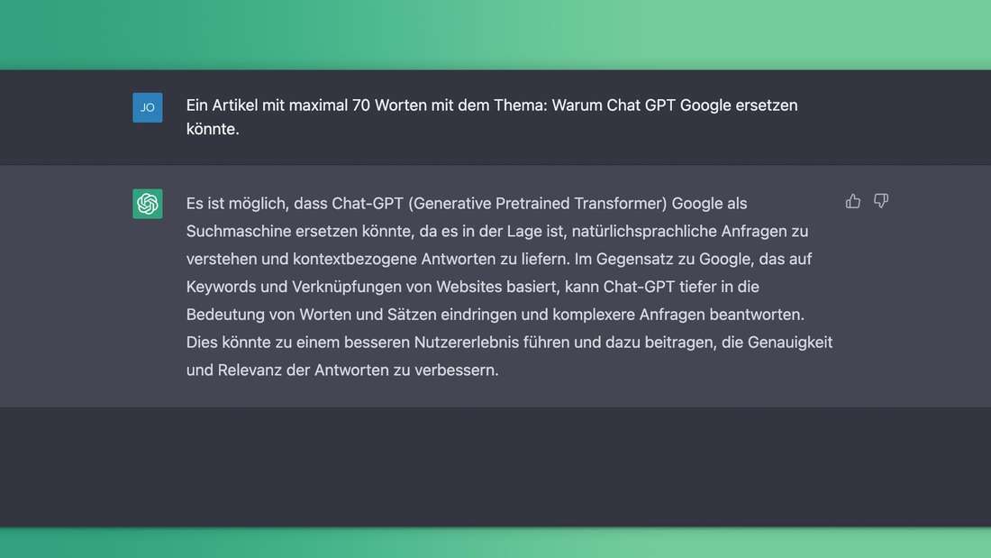 Chat GPT itself explains why it can replace Google.